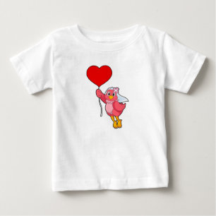 Fågel som brud med slöja & hjärtballong t shirt
