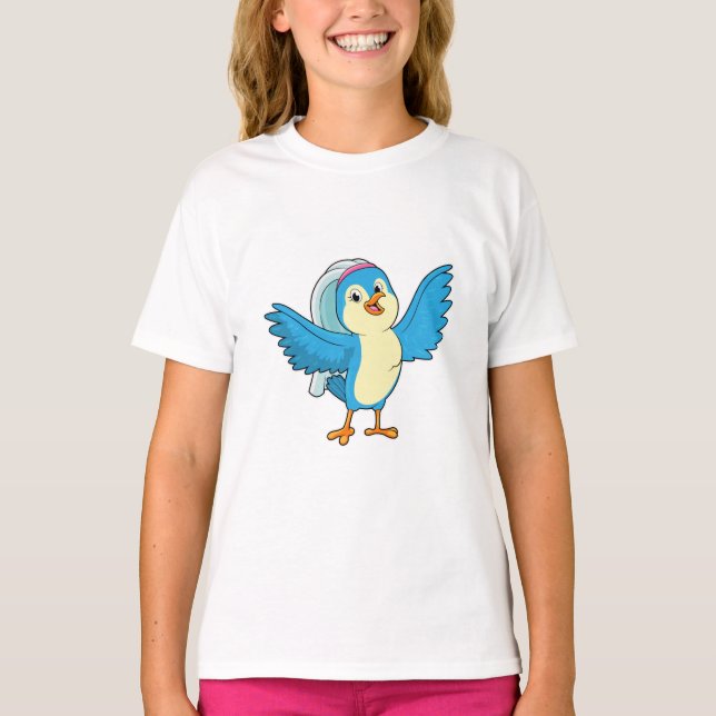 Fågel som brud med slöja t shirt (Framsida)