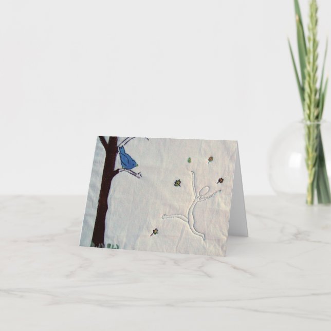 Fågel som håller ögonen på tom notecard kort (Framsida)