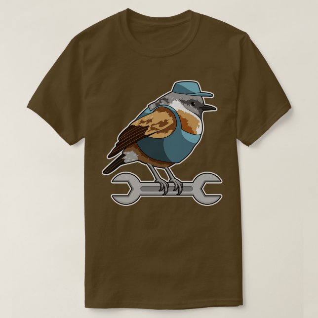 Fågel som hantverkare med Wrench T Shirt (Design framsida)