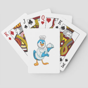 Fågel som kock med fat casinokort
