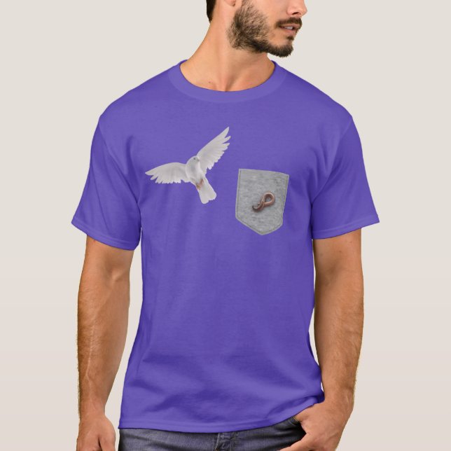 Fågel som når Mask i Fake Pocket Funny Bird g T Shirt (Framsida)