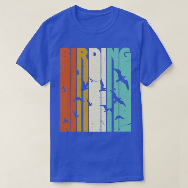 Fågel som tittar på Birding Retro T Shirt (Design framsida)