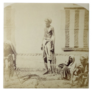 Fågel-Stoppare låg kast Hindus i Delhi, 19th cen Kakelplatta