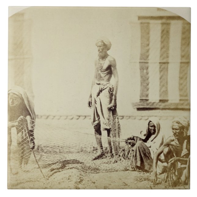 Fågel-Stoppare låg kast Hindus i Delhi, 19th cen Kakelplatta (Framsidan)
