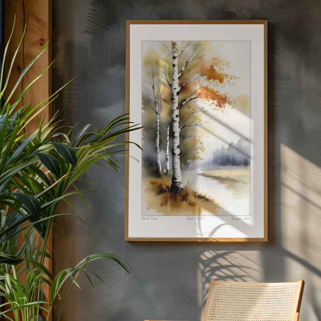 Fågel Träd i vattenfärg - Skriv ut Poster (Skapare uppladdad)