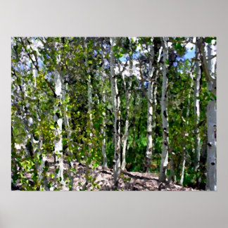 Fågel träd vattenfärg på arbetsyta 24x18 poster