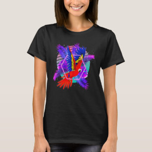 Fågel Tropisk Djur Retro Vaporwave Papegoja T Shirt
