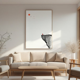 Fågel vid Cliff - Zen Landscape Wall Art - Lugn De Fototryck