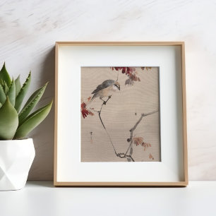 Fågel vid Gren-vattenspider   Watanabe Seitei Poster