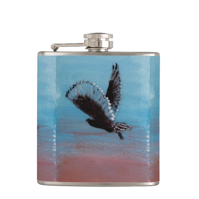 Fågel vid Sunrise Art Tawny Uggla under flygning Fickplunta (Framsidan)