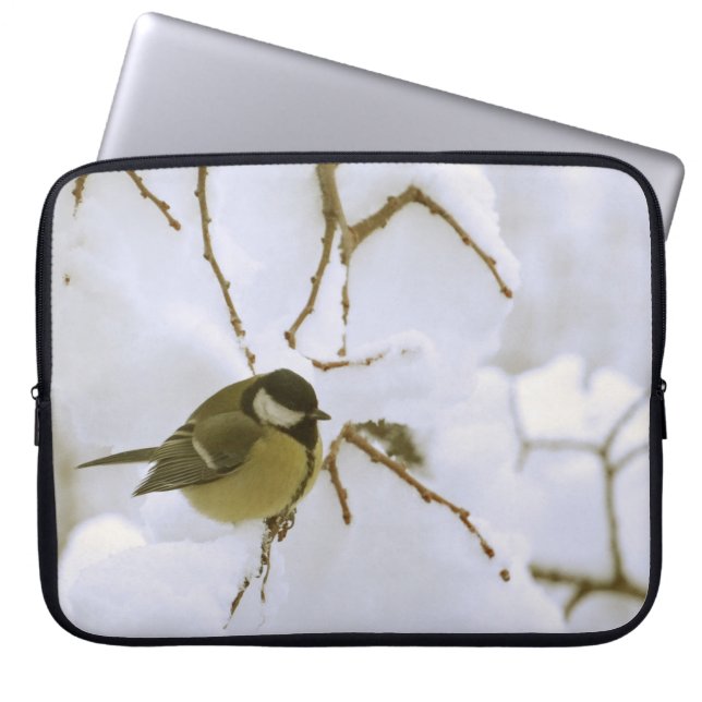 Fågel Vinter Foto Neoprene Bärbar Dator Fodral 15" (Framsidan)