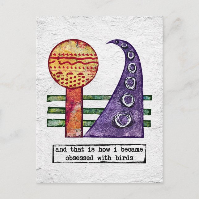 Fågel vykort - Roligt besatt av fåglar (Framsida)