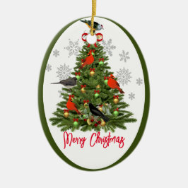 Fågelälskare God Jul Julgransprydnad Keramik