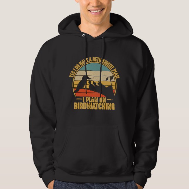 Fågelälskare pensionsplan Fågelskådning Fågelskådn Hoodie (Framsida)