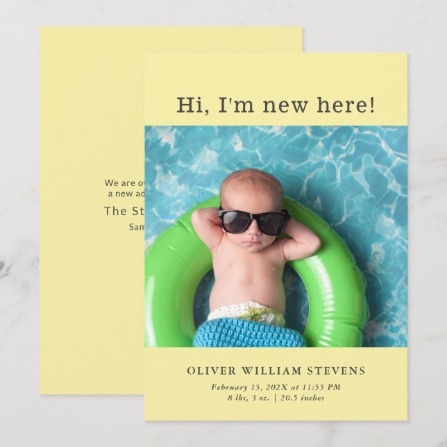 Fågelannonsering för Cute Baby-foto Meddelande (Fram/baksida)