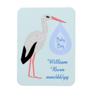 Fågelannonsering för Cute Blue Pojke Stork Magnet
