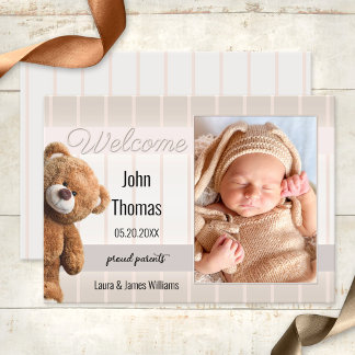 Fågelannonsering för foto från Cute Bear Baby Meddelande