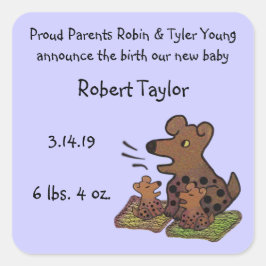 Fågelannonsering för kute-valpar fyrkantigt klistermärke