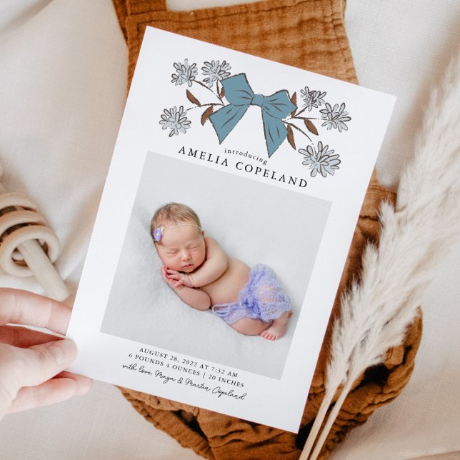 Fågelannonsering om Blue Bow Baby Meddelande (Skapare uppladdad)