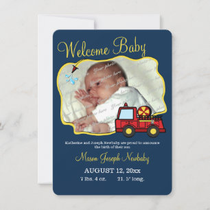Fågelannonsering om brandfoto i Lastbil Baby Meddelande