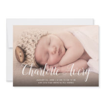 Fågelannonsering om Calligraphy Namn Photo Birth