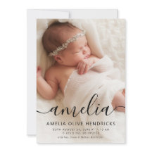 Fågelannonsering om Calligraphy Namn Photo Birth