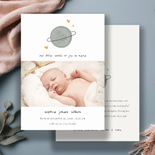 Fågelannonsering om Cute Space World Heart Photo B Tack Kort