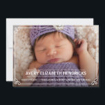 Fågelannonsering om Cute White Ram-foto Meddelande<br><div class="desc">Det här snygga fotot baby-meddelandet har en roligt vit ram som täcker ett fullt-blekt foto av din nya lilla. Den här oisexdesignen fungerar bra för en flicka eller pojke.</div>
