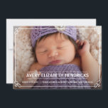 Fågelannonsering om Cute White Ram-foto Meddelande<br><div class="desc">Det här snygga fotot baby-meddelandet har en roligt vit ram som täcker ett fullt-blekt foto av din nya lilla. Den här oisexdesignen fungerar bra för en flicka eller pojke.</div>