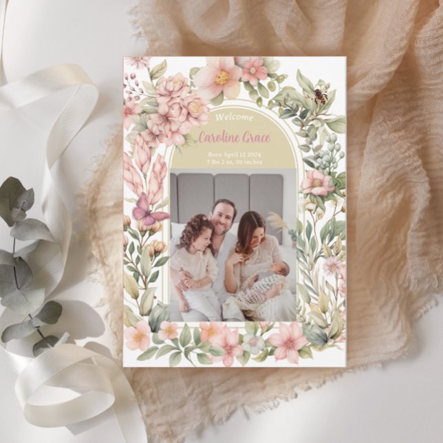 Fågelannonsering om Vår i Bevackert Wildblomme Inbjudningar (Skapare uppladdad)