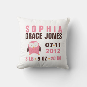 Fågelannonsering vid Cute Rosa Uggla Kudde