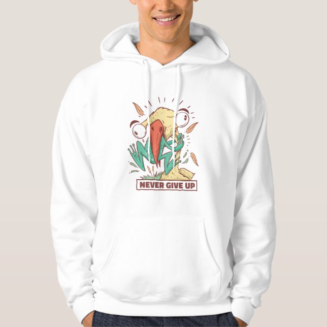 Fågelätande groda Aldrig ge uppe Hoodie (Framsida)