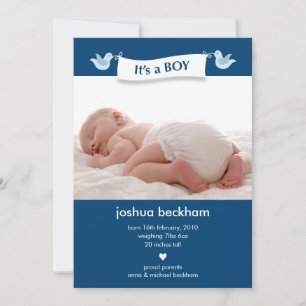 Fågelbaby Banner Baby Foto Födelseannons Meddelande