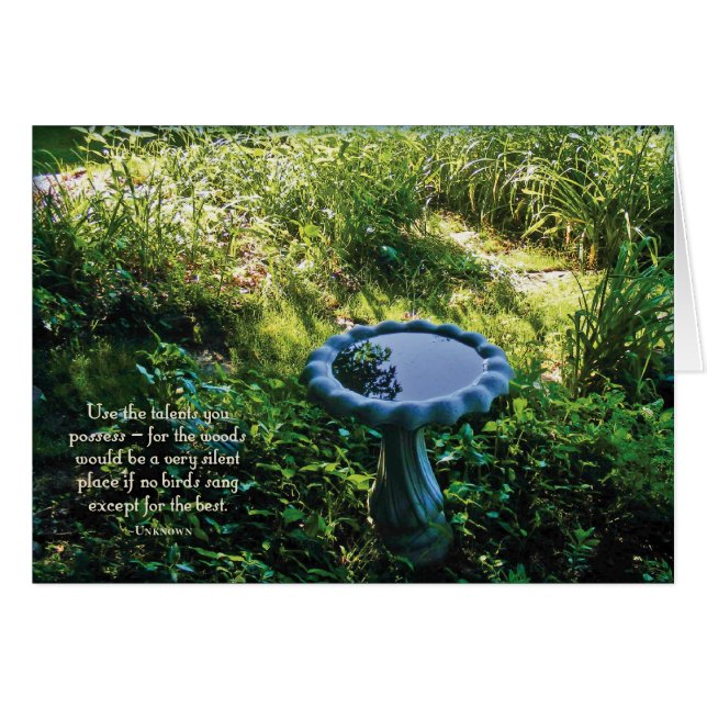 Fågelbad Hälsningskort (Framsidan Horizontal)