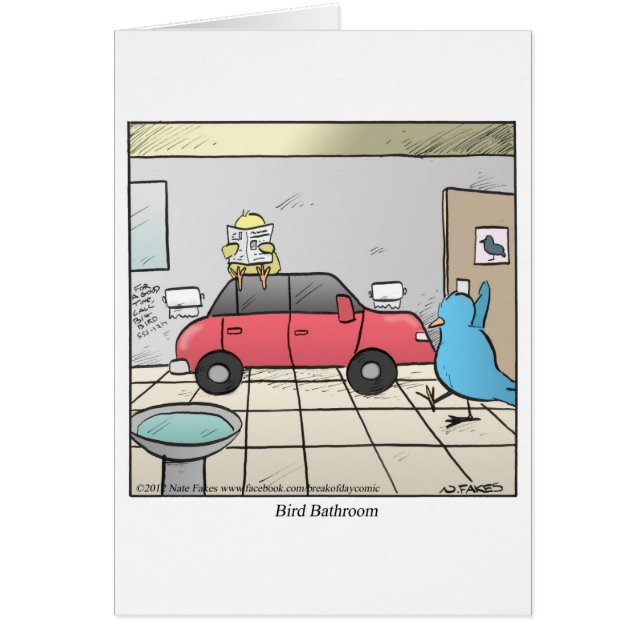 Fågelbadrum Hälsningskort (Framsidan)