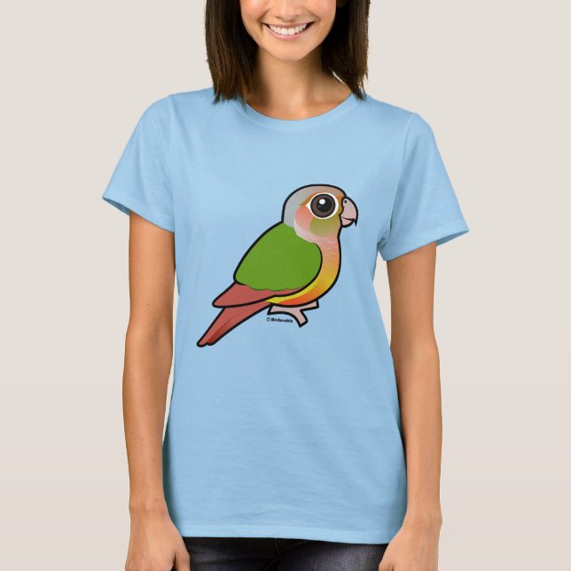 Fågelbar ananas Grönt-kontrollerad Conure T Shirt (Framsida)