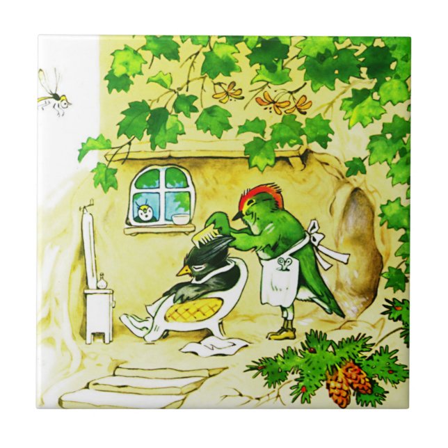 Fågelbarberaren Kakelplatta (Framsidan)