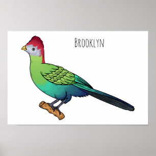 Fågelbild med rödkorkad tecknad poster
