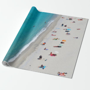 Fågelbilder i öga på människor på stranden presentpapper