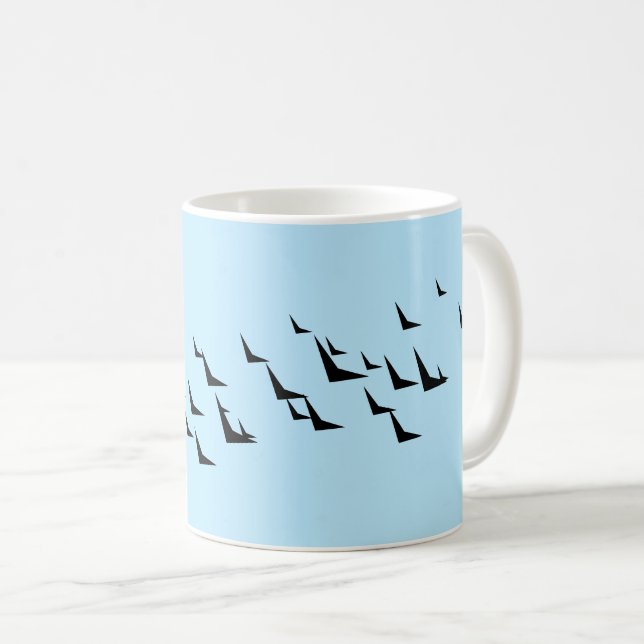 Fågelblå svart mönster kaffemugg (Framsida höger)