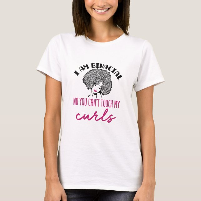 Fågelblandad flicka Curls Funny Curly Hair Women T Shirt (Framsida)