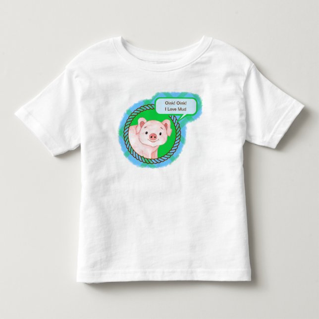 Fågelblått grönt med citattecken från Farm gris T Shirt (Framsida)