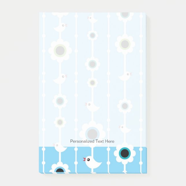 Fågelblått mönster post-it block (Framsida)