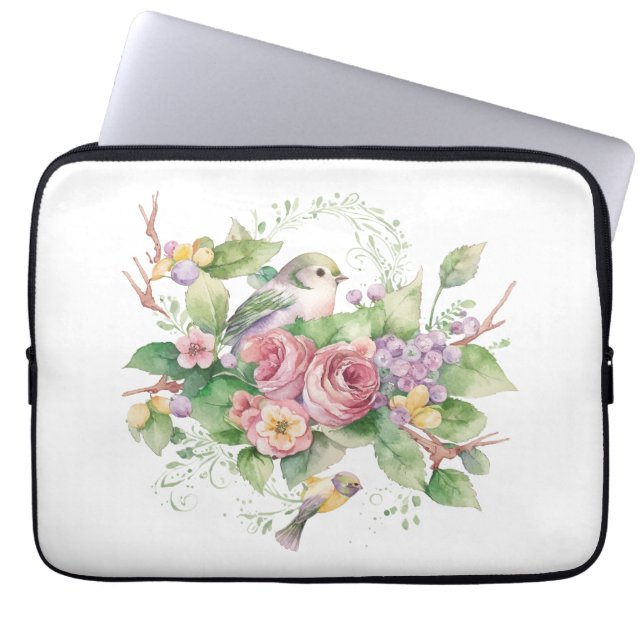 Fågelblommans vattenfärg laptop fodral (Framsidan)
