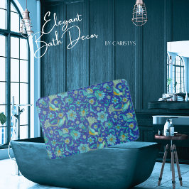 FågelBlommigtar Royal Blue, Gult Badrumsmatta