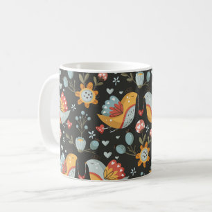 Fågelblommor Bohemian Kärlek Mönster Kaffemugg
