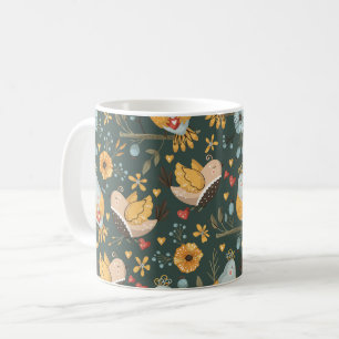 Fågelblommor Bohemian Mönster Kaffemugg