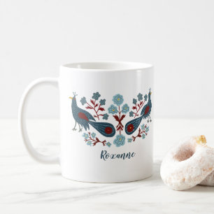 Fågelblommor Boho Design CUSTOMIZED Kaffemugg