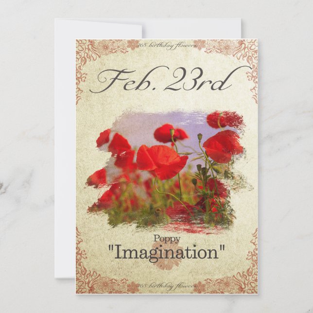 Fågelblommor den 23 februari "Vallmo" Kort (Framsida)